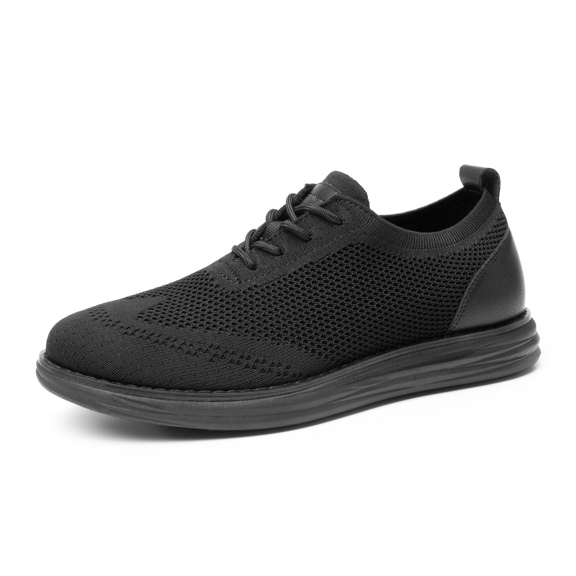 Men's KnitFlex Breeze Mesh Sneakers Oxfords Lace-Up Lightweight Casual Walking Shoes Black