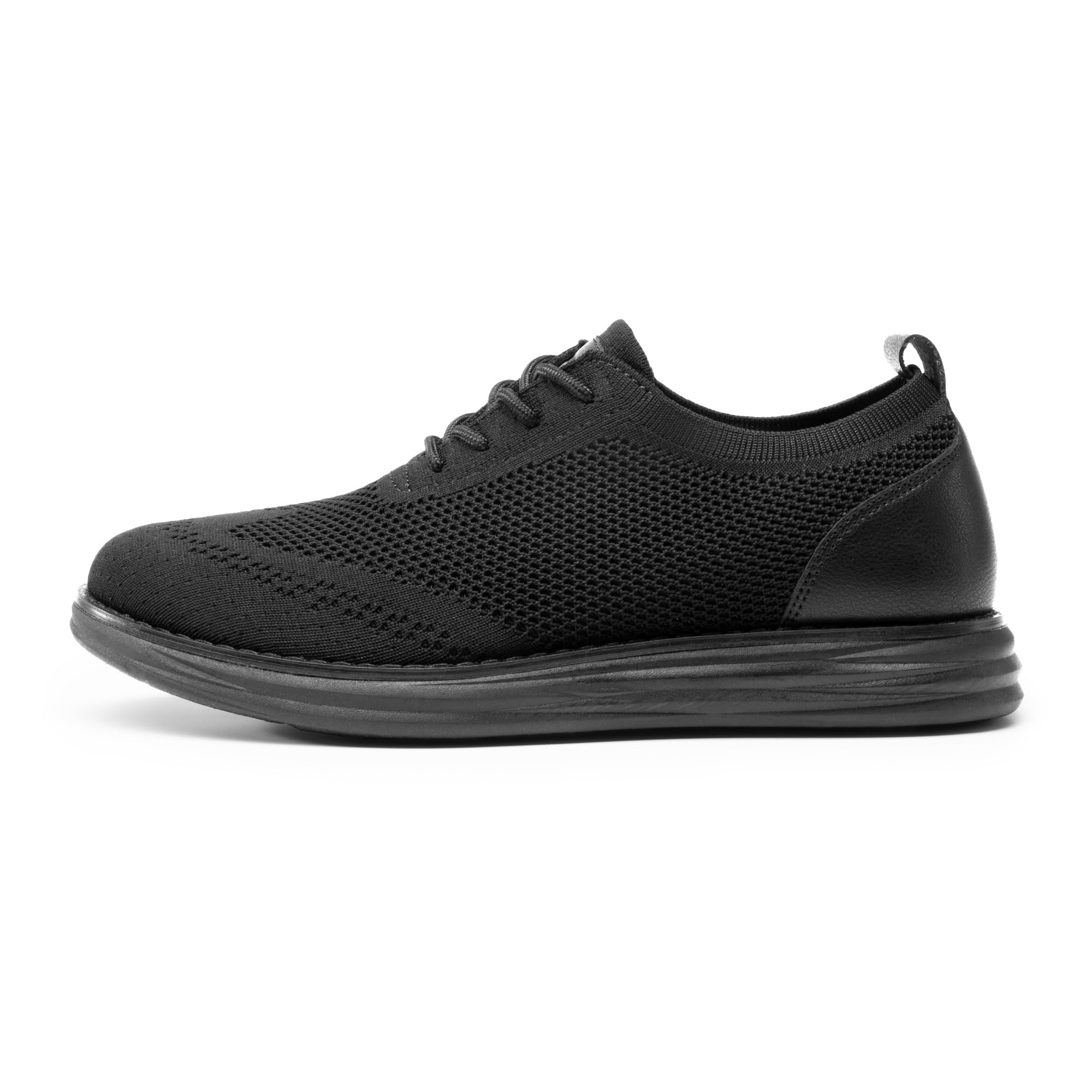 Men's KnitFlex Breeze Mesh Sneakers Oxfords Lace-Up Lightweight Casual Walking Shoes Black