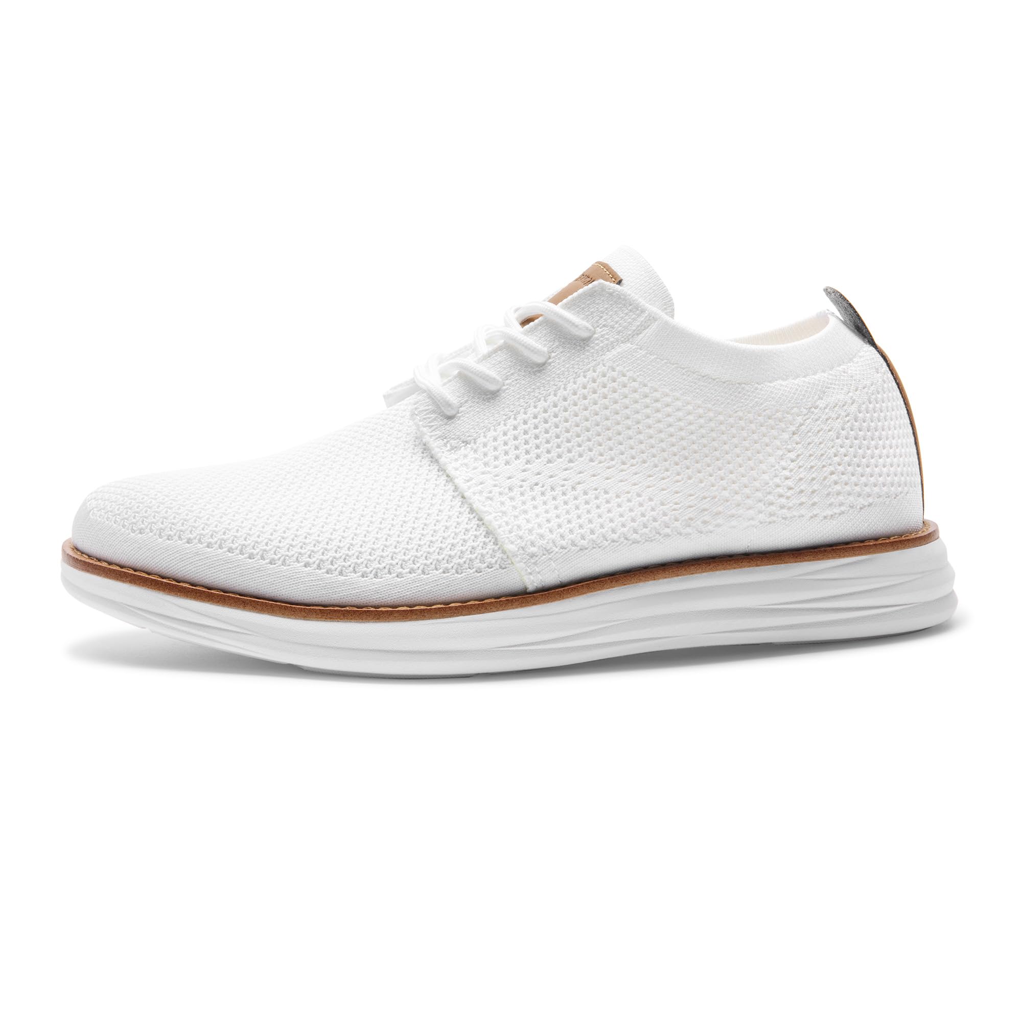 Men's KnitFlex Breeze Mesh Sneakers Oxfords Lace-Up Lightweight Casual Walking Shoes White