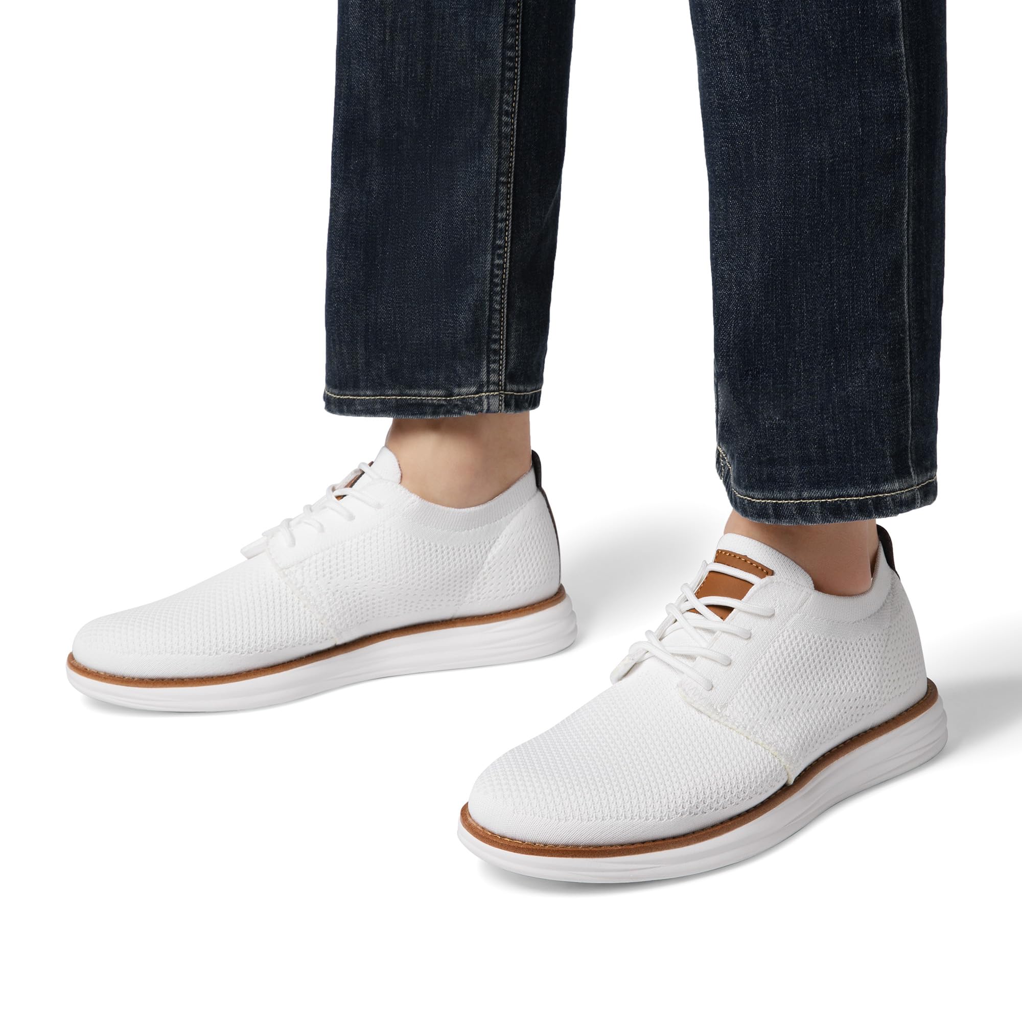 Men's KnitFlex Breeze Mesh Sneakers Oxfords Lace-Up Lightweight Casual Walking Shoes White