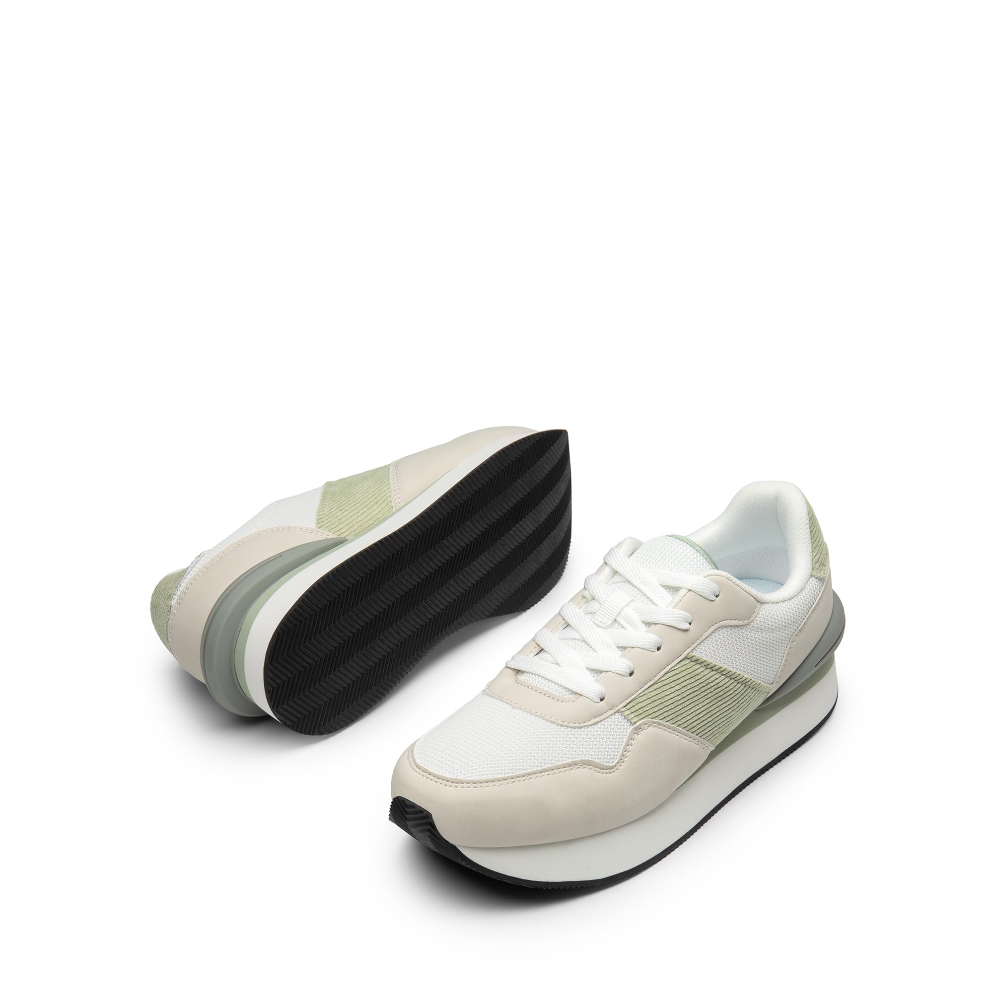 Women Sneakers Tennis Ray Walking Platform Chunky Comfortable Lightweight Lace Up Casual Fashion Sneaker White/Green