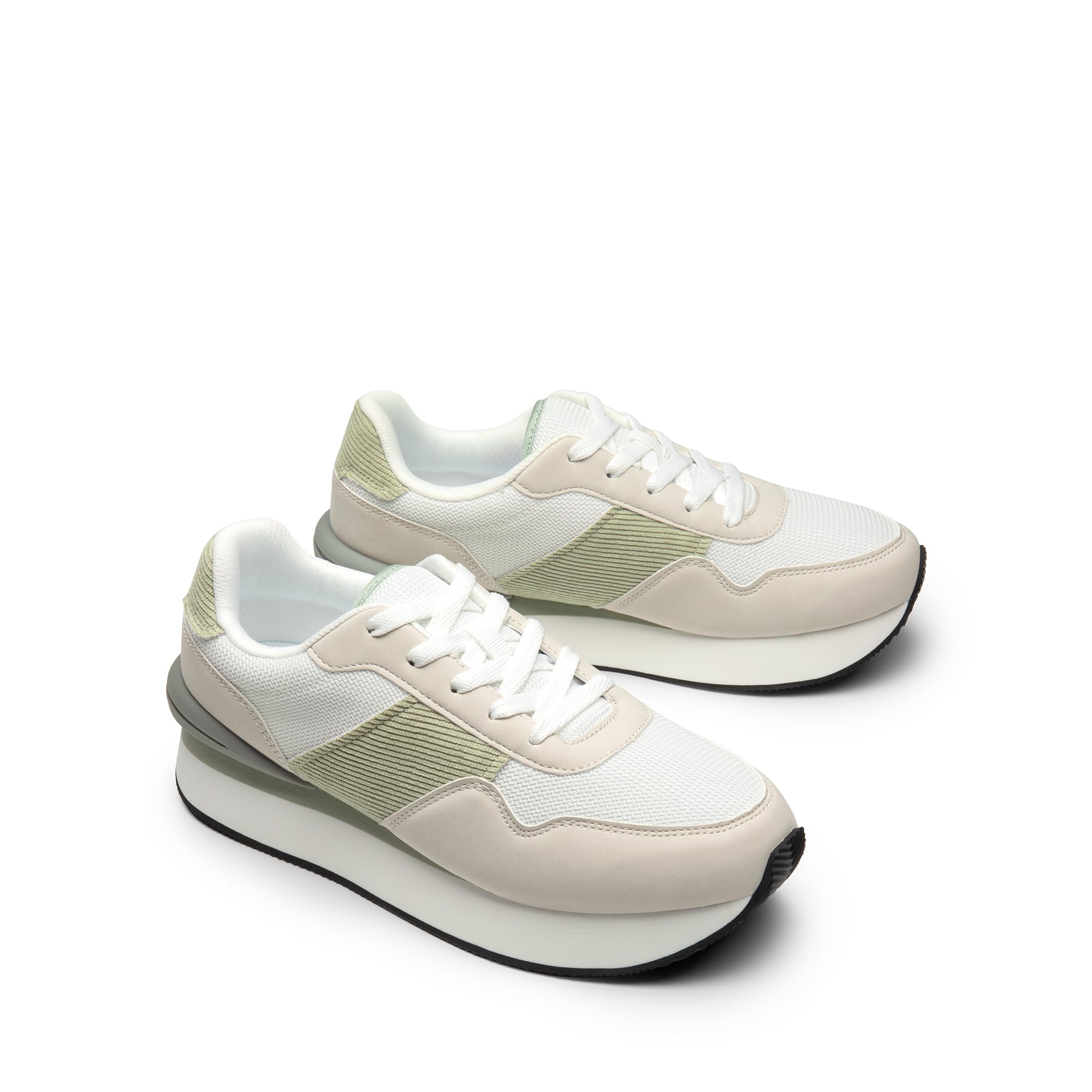 Women Sneakers Tennis Ray Walking Platform Chunky Comfortable Lightweight Lace Up Casual Fashion Sneaker White/Green